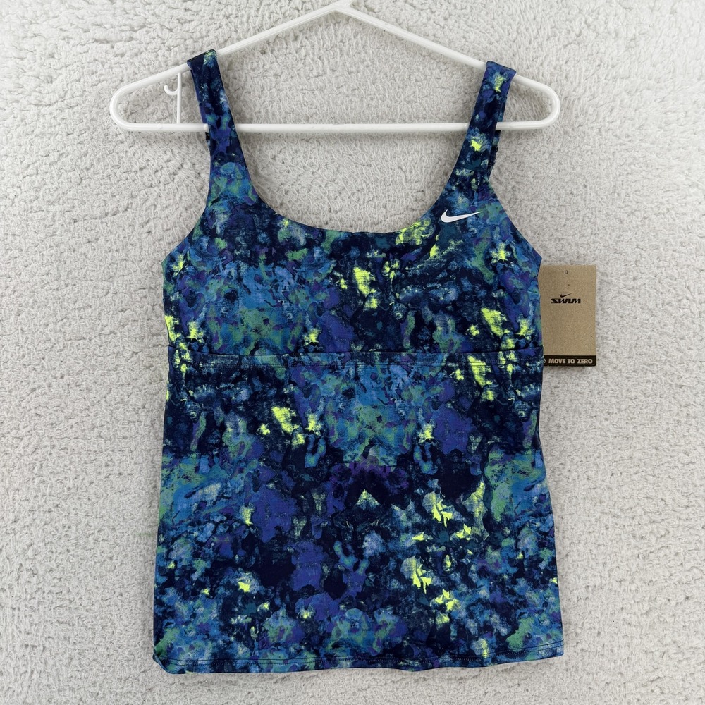 Nike Tankini Swimsuit Womens Medium Multicolor Abstract Bra Top NESSE976 NWT